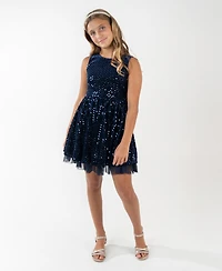 Rare Editions Girls 7-16 Sequin Velvet Sleeveless Dress