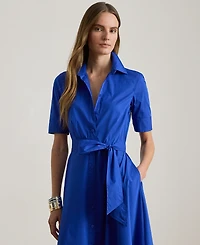 Lauren Ralph Women's Petite Belted Point Collar Shirtdress
