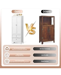 Casainc 72" Pantry Cabinet with 2 Drawers, Freestanding Storage with Adjustable Shelves for Kitchen, Pantry, Dining