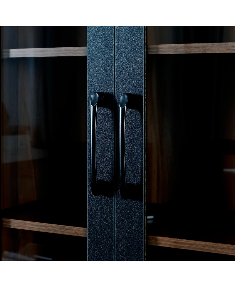 "Casainc 70.87" Display Cabinet with 4 Pull-Out Shelves & Glass Doors – Modern Multi-Tier Pantry Storage for Home