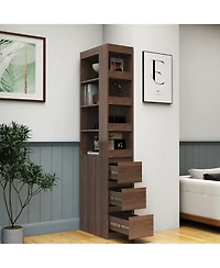 Casainc 70.87" H Display Storage Cabinet with 4-Tier Shelves, 3 Side Drawers, and 4 Small Shelves for Home