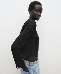 Mango Women's Buttons Embroidered Blouse