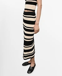 Mango Women's Stripes Knitted Midi Skirt