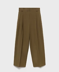 Mango Women's Wide-Leg Mid-Rise Pleated Pants