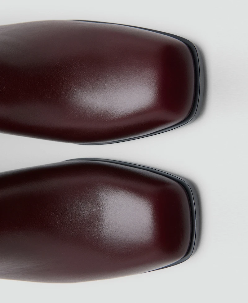 Mango Women's Squared Toe Leather Ankle Boots