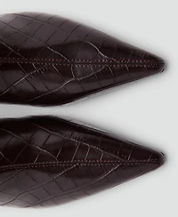 Mango Women's Croc-Effect Pointed-Toe Ankle Boots