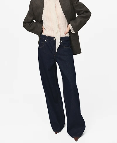 Mango Women's Low-Rise Wide-Leg Jeans