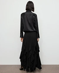 Mango Women's Satin Finish Flowy Shirt