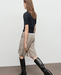 Mango Women's Short-Sleeved Wool-Blend Sweater