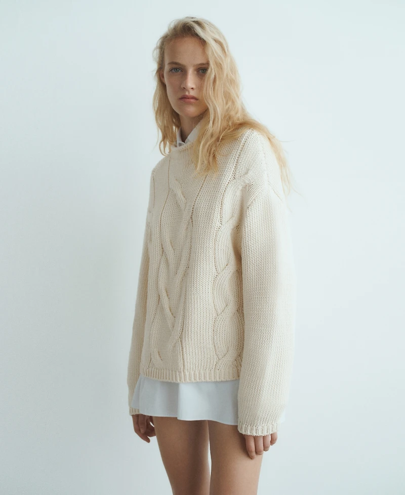 Mango Women's Oversized Cable-Knit Sweater