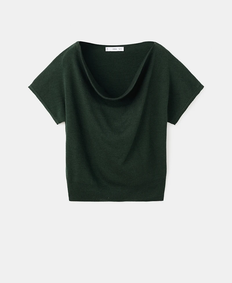 Mango Women's Draped Neckline Short-Sleeved Top