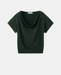 Mango Women's Draped Neckline Short-Sleeved Top