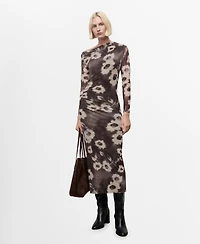 Mango Women's Asymmetrical Floral Print Dress