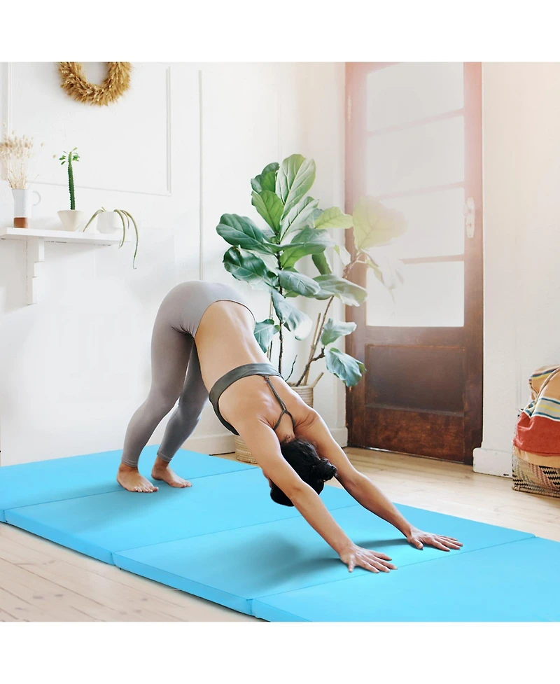 Skonyon 4-Panel Folding Gymnastics Mat with Carrying Handles for Home Gym