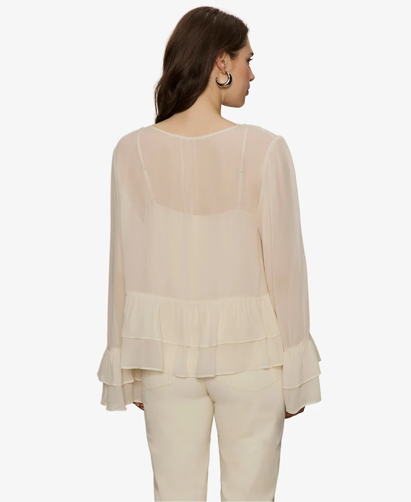 Sanctuary Women's Ruffled Long-Sleeve Blouse
