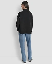 Dkny Jeans Women's Intarsia Logo Turtleneck Sweater