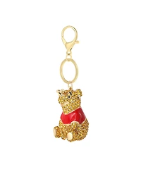 Disney Gold Tone With Red Enamel , Winnie The Pooh Crystal Keychain