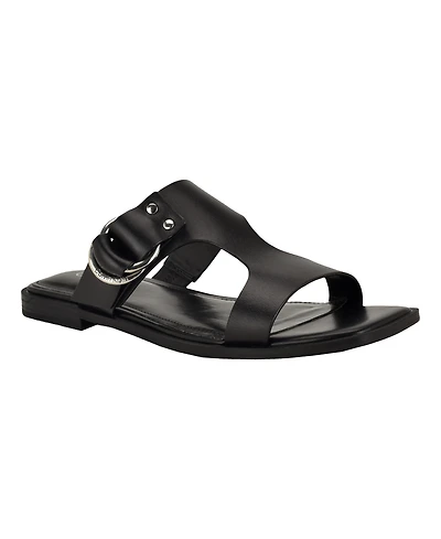 Calvin Klein Women's Meritt Leather Flat Slip-On Sandals