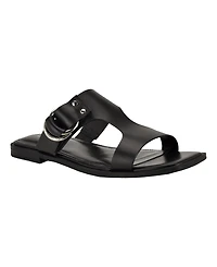 Calvin Klein Women's Meritt Leather Flat Slip-On Sandals