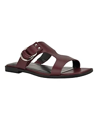 Calvin Klein Women's Meritt Leather Flat Slip-On Sandals