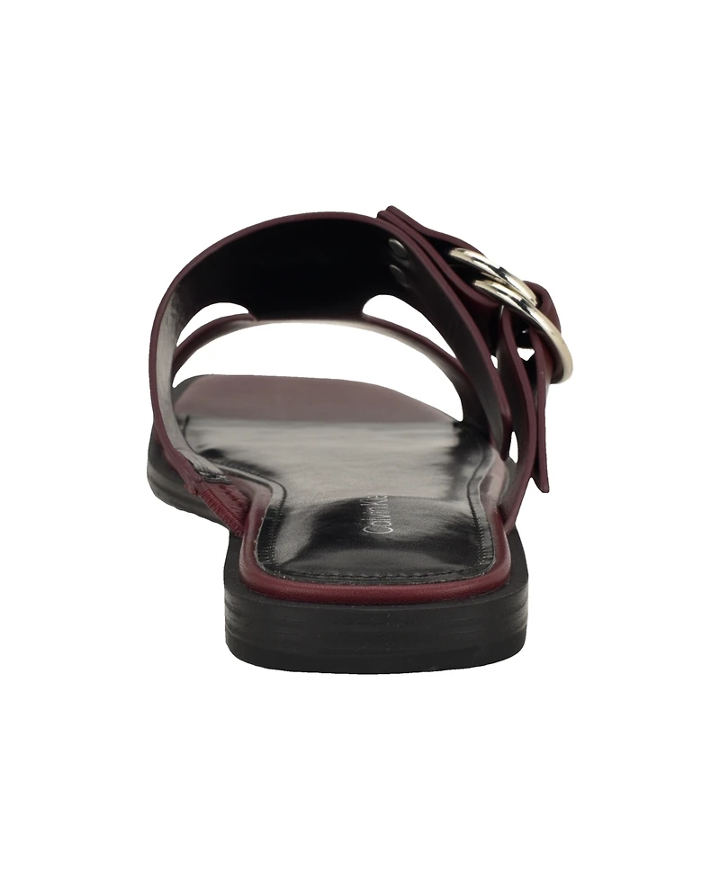 Calvin Klein Women's Meritt Leather Flat Slip-On Sandals