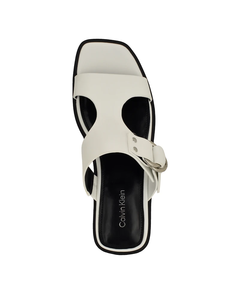 Calvin Klein Women's Meritt Leather Flat Slip-On Sandals