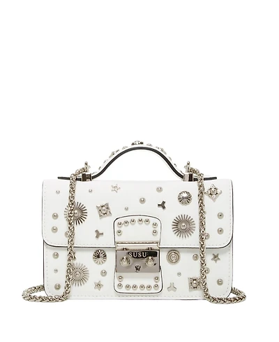 Susu Small Leather Crossbody Bag Studded Purse Top Handle Structured Handbag
