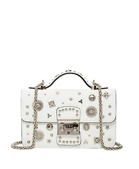 Susu Small Leather Crossbody Bag Studded Purse Top Handle Structured Handbag