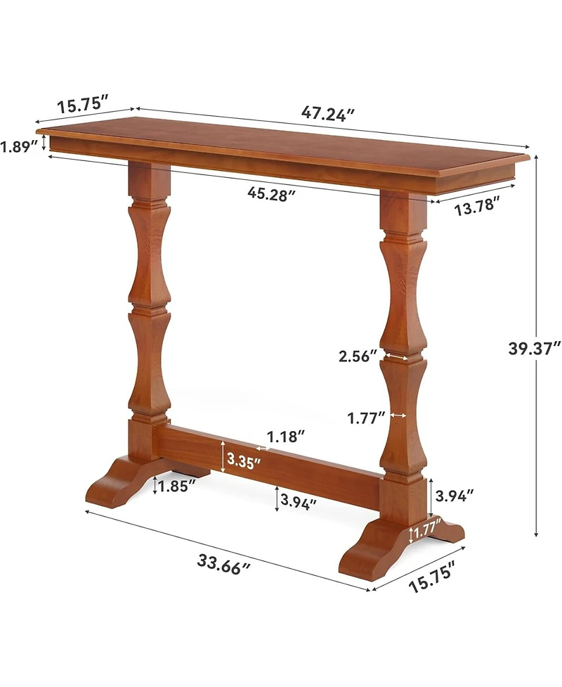 Tribesigns Bar Height Table, Small Pub Table with Solid Wood Base, Mocha Brown