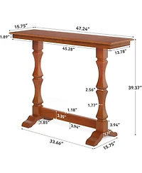 Tribesigns Bar Height Table, Small Pub Table with Solid Wood Base, Mocha Brown