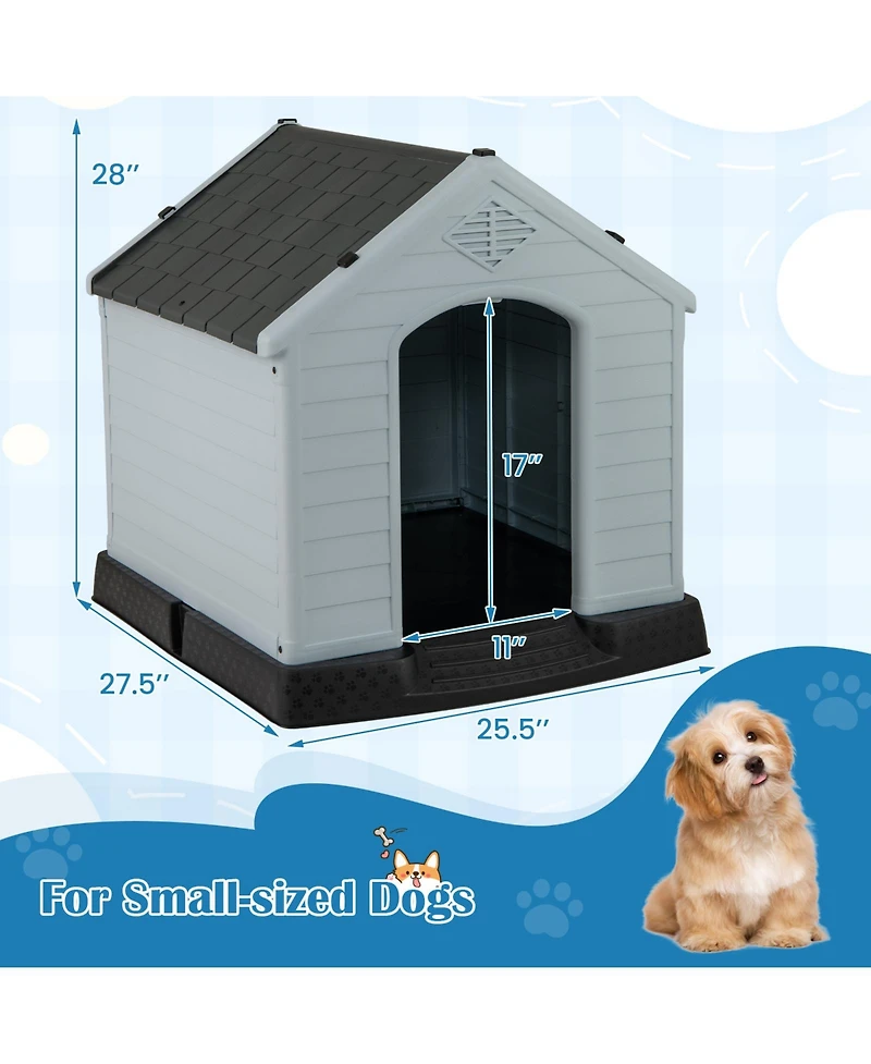 Sugift Dog House for Small Dogs Waterproof Plastic with Elevated Floor