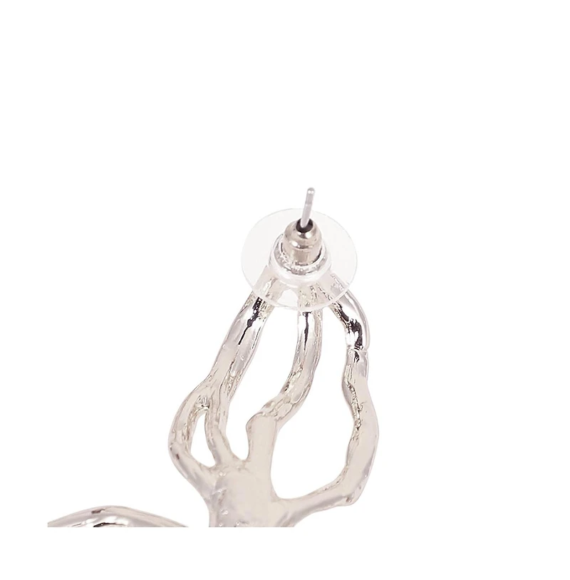 Women's The Arachnid-Flora Statement Earrings - Metallic Silver