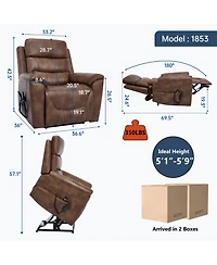 Boyel Living Faux Leather Dual Motor Infinite Position Up to 350 Lbs Power Lift Recliner Chair with 8-Point Vibration Massage and Lumbar