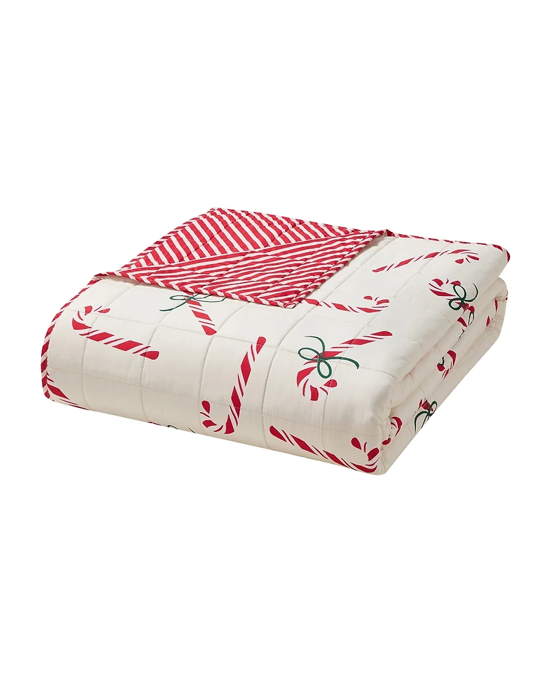 Hallmark Bedding Candy Canes Holiday 3-Pc. Quilt Set