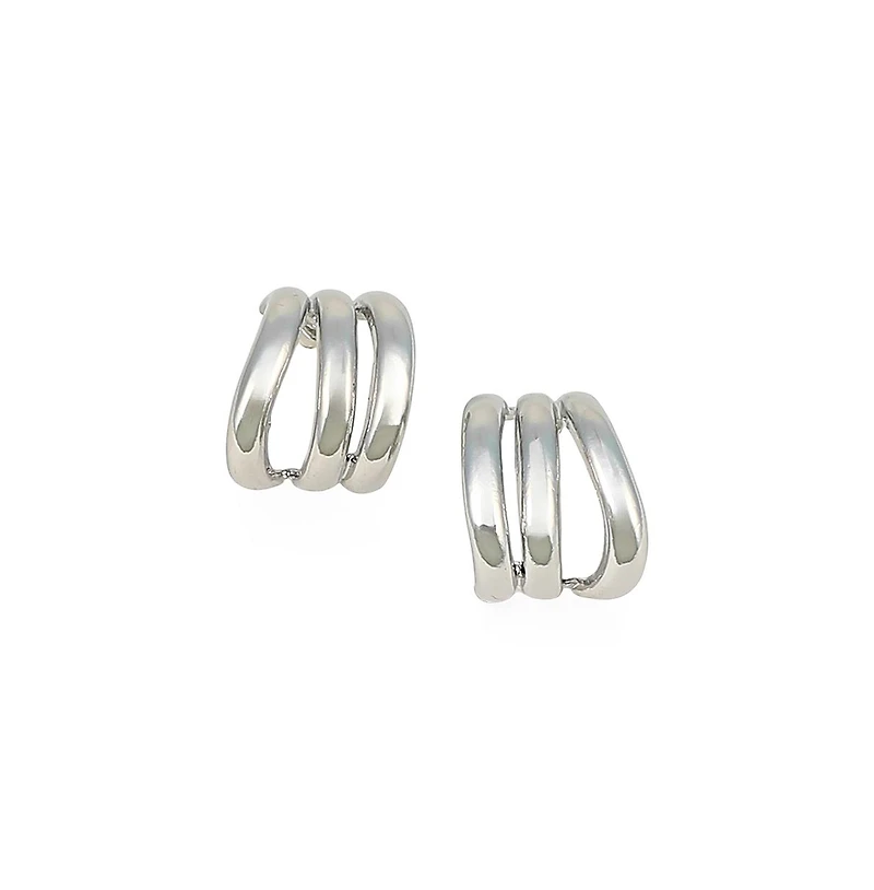 Women's The Triad-Line Hoop Earrings - Chrome Silver