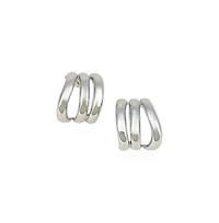 Women's The Triad-Line Hoop Earrings - Chrome Silver