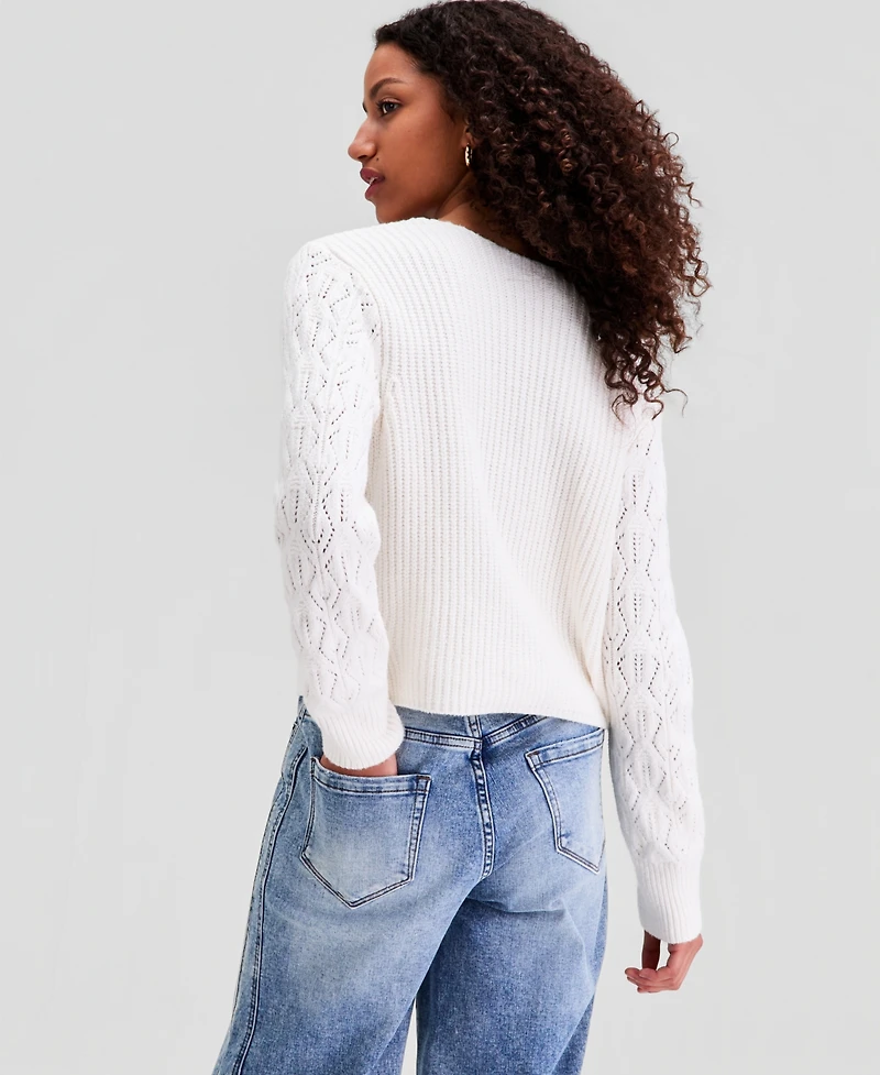 And Now This Women's Tie-Front Braided Cardigan, Macy's Exclusive