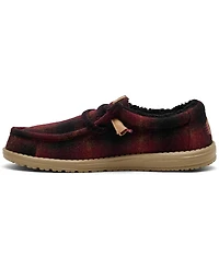 Hey Dude Men's Wally Cozy Plaid Slip-On Casual Moccasin Sneakers from Finish Line