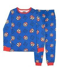 Mario Boys Long Sleeve Top and Pants 2 Piece Pajama Set