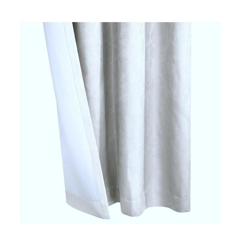 Thermaplus Margot 100% Blackout Subtle Textured Geometric Pattern Grommet Curtain Panel 52" x 108" White