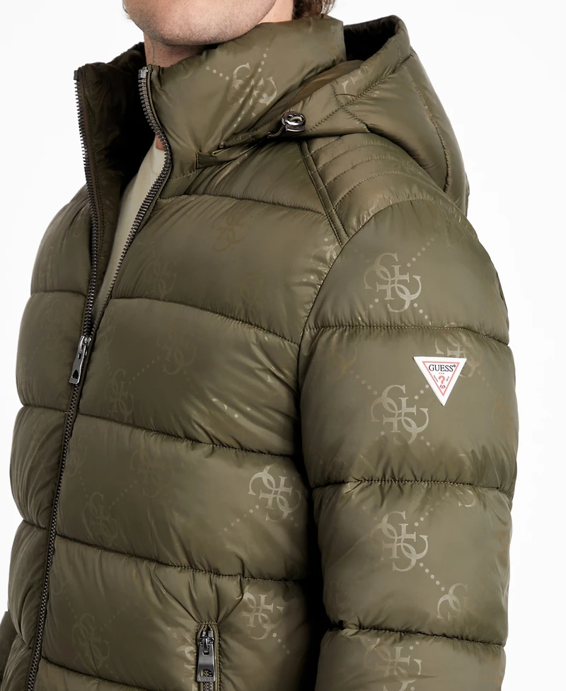 Guess Men's Adam Puffer Jacket with Removable Hood