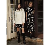 CeCe Women's Flower Jacquard Maxi Knit Dress