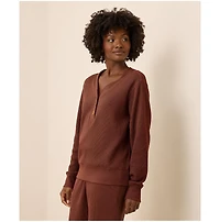 Pact Women's Thermal Waffle Henley Pullover
