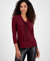 Kasper Women's Tie-Neck 3/4-Sleeve Top