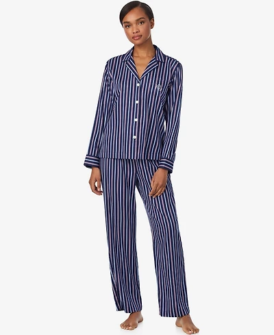 Lauren Ralph Women's Long Sleeve Notch Collar Pant Pajama Set