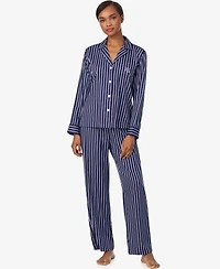 Lauren Ralph Women's Long Sleeve Notch Collar Pant Pajama Set