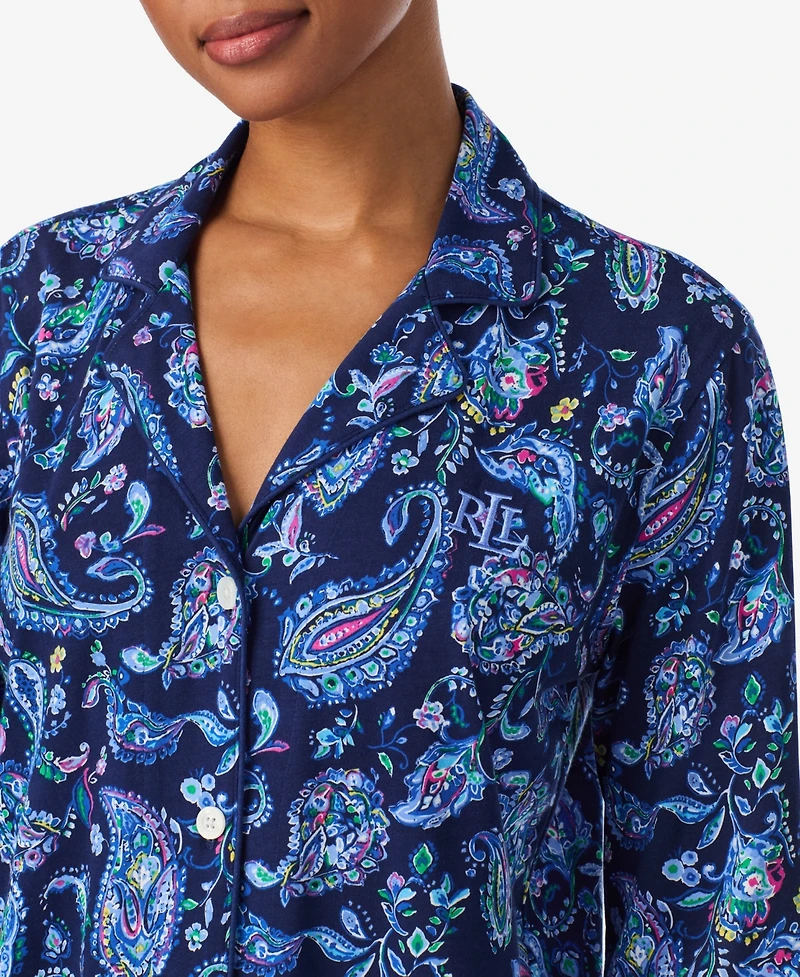 Lauren Ralph Women's Long Sleeve Notch Collar Pant Pajama