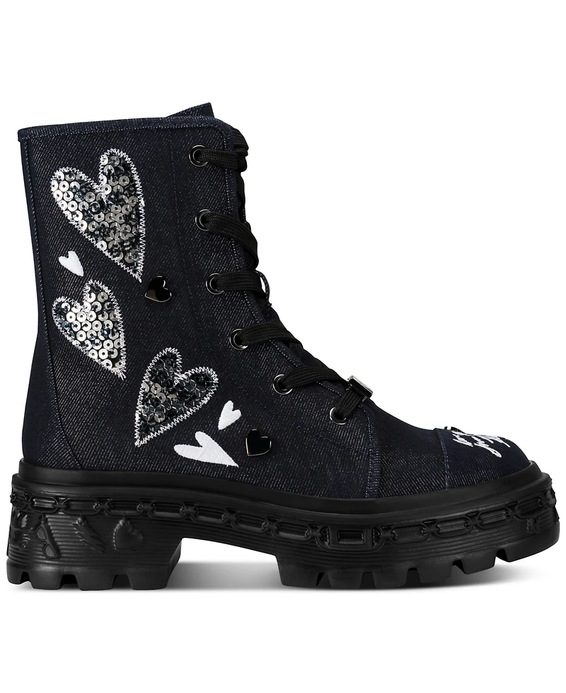 Karl Lagerfeld Paris Lamprini Ikonic Lace-Up Combat Boots