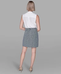 Karl Lagerfeld Paris Women's Weave Print Mini Skirt