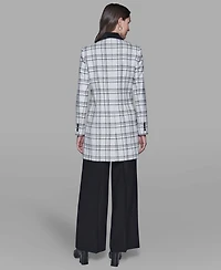 Karl Lagerfeld Paris Women's Checkered Contrast Long Jacket